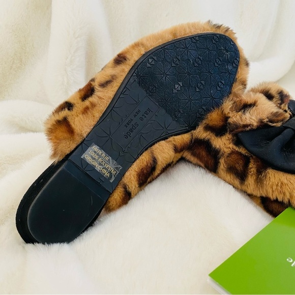 KATE SPADE Jocelyn Faux Leopard Fur Slippers Size 7 NWT - Picture 7 of 11